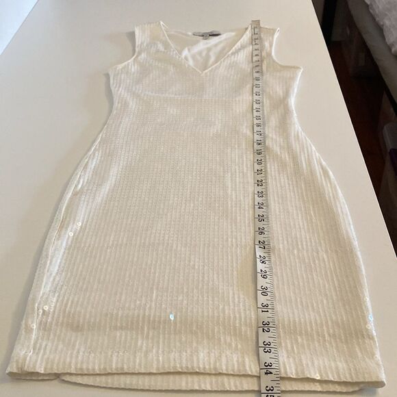 Robert Rodriguez White Sequin Stretch Bodycon Mini Dress Size Small - Picture 13 of 15